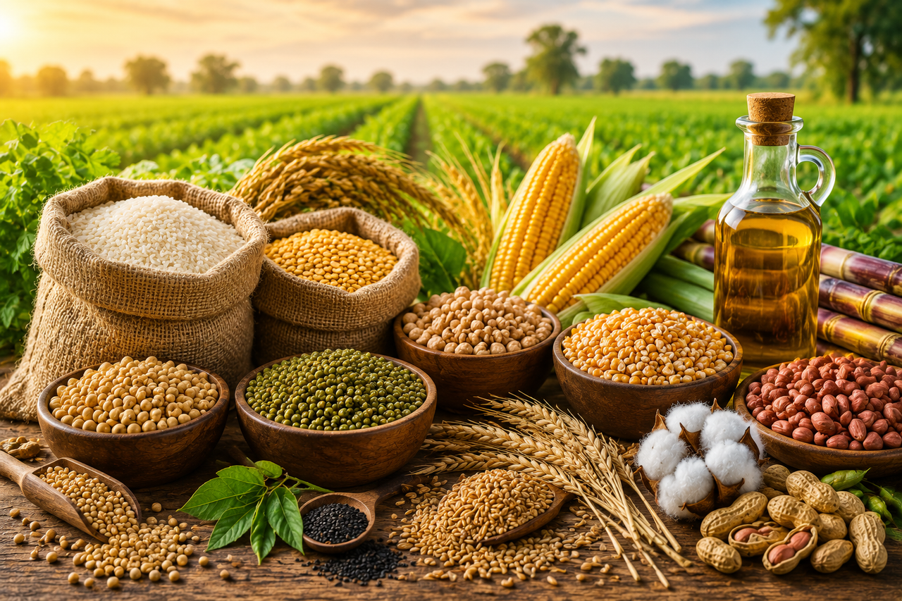 Agricultural commodities including rice and pulses
